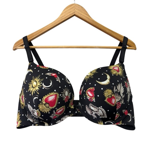 torrid Other - torrid Black Bra with Red & Gold Heart and Moon Print